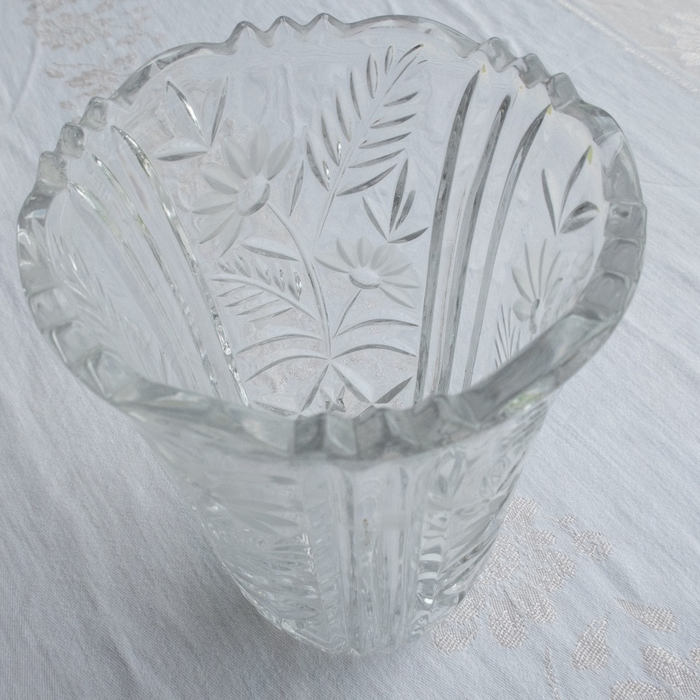 Crystal Flower Vase By Anna Hutte, Vintage - Picture 4 of 12